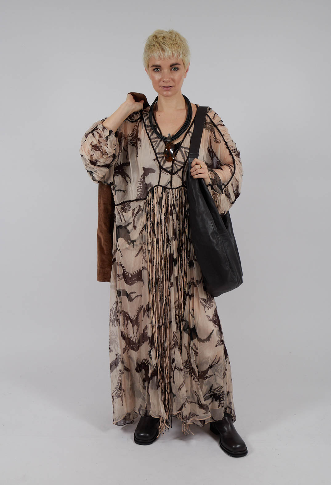 Fortuna Dress in Beige Brown