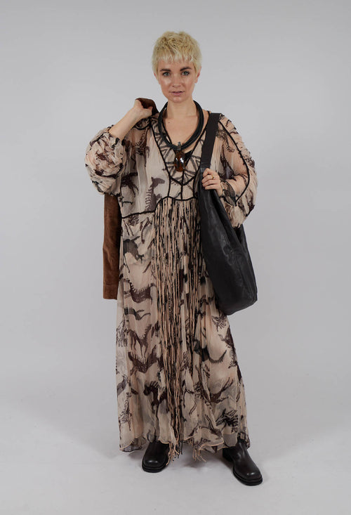 Fortuna Dress in Beige Brown