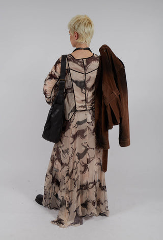 Fortuna Dress in Beige Brown