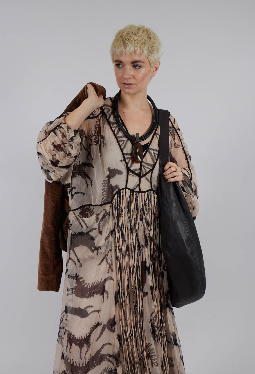 Fortuna Dress in Beige Brown