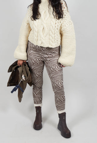Seara Trousers in Brown and White