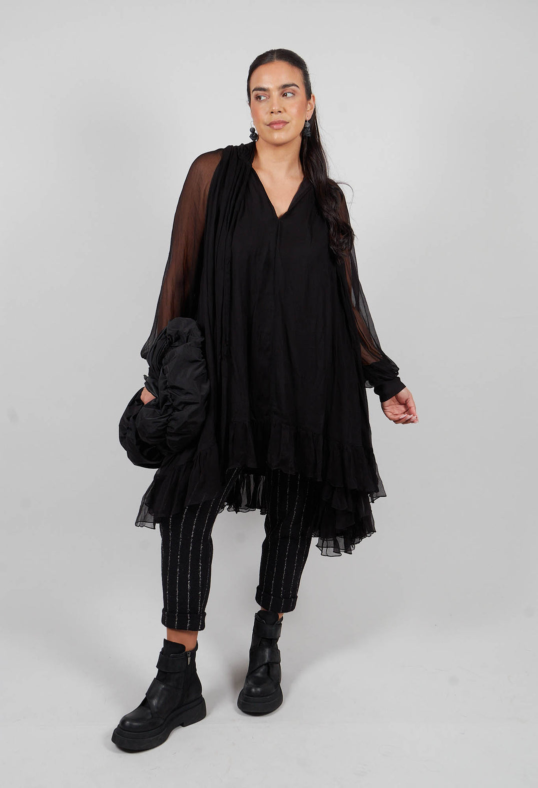 Geisha Long Trousers in Black Onyx Stripe