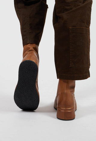 Zip Front Platform Ankle Boot in Gasoline Camel