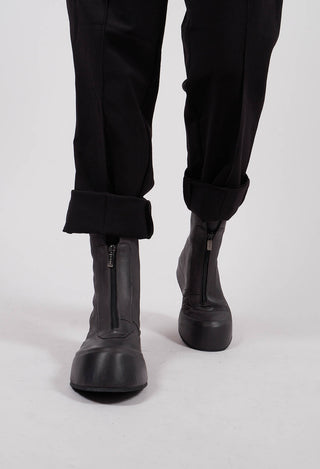 Zip Front Platform Ankle Boot in Gasoline Londra