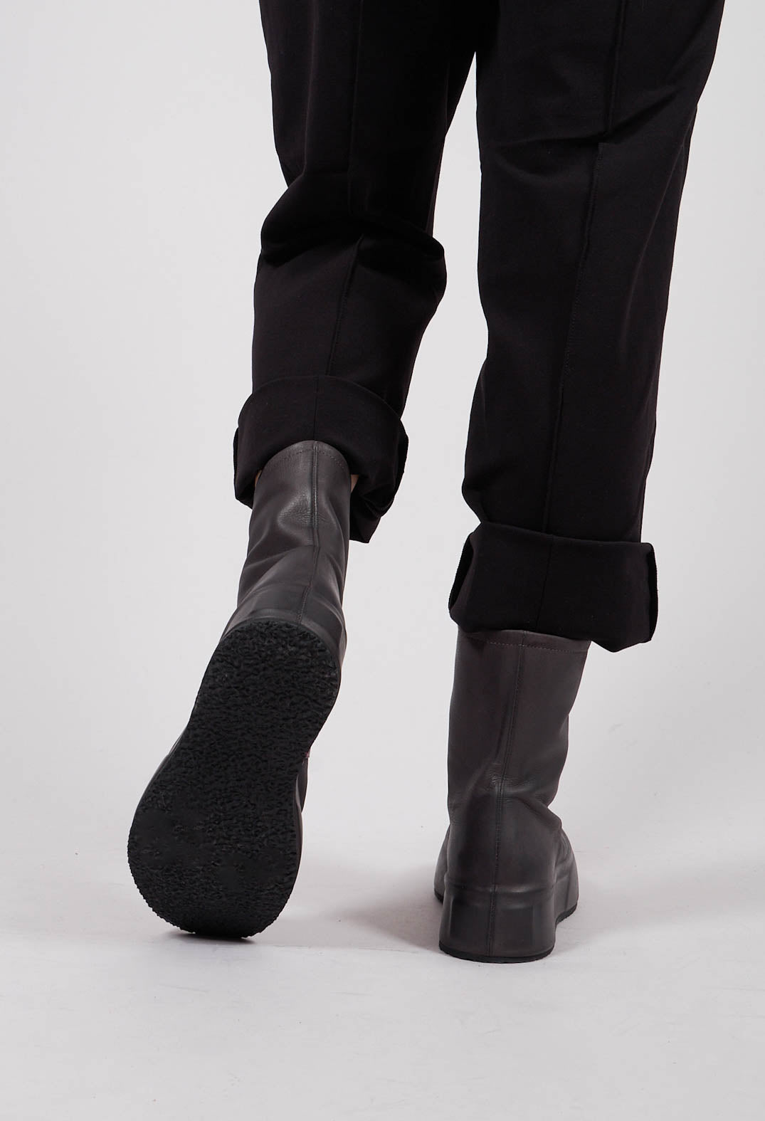 Zip Front Platform Ankle Boot in Gasoline Londra