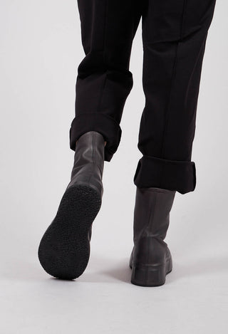Zip Front Platform Ankle Boot in Gasoline Londra