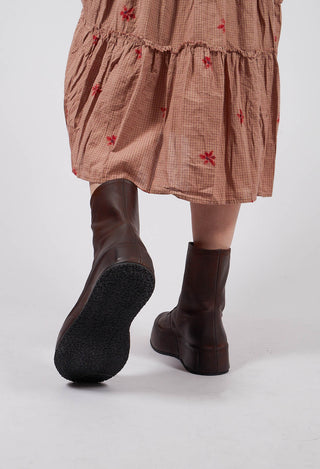 Zip Front Platform Ankle Boot in Gasoline Sigaro