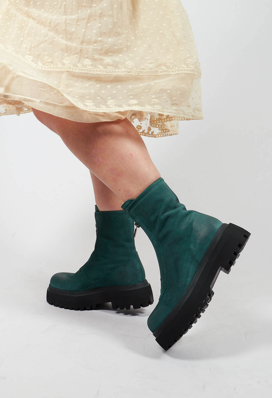 Zip Front Boots in London Bottle