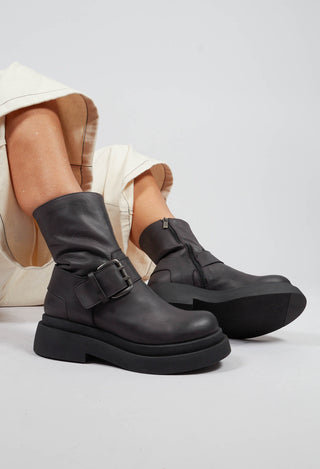 Ankle Boots with Buckle in Gasoline Londra