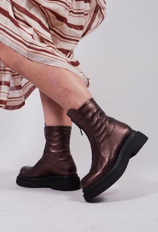 Ankle Boots with Front Zip in Laminati
