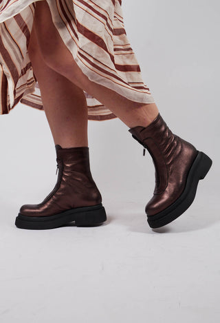 Ankle Boots with Front Zip in Laminati