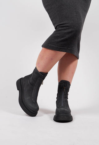 Ankle Boots with Front Zip in London Charcoal