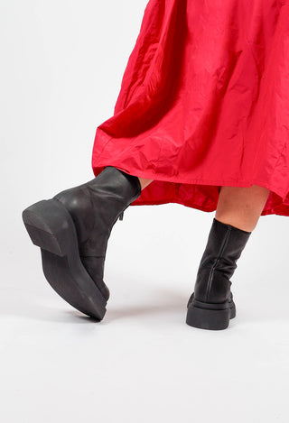 Ankle Boots with Front Zip in Gasoline Nero