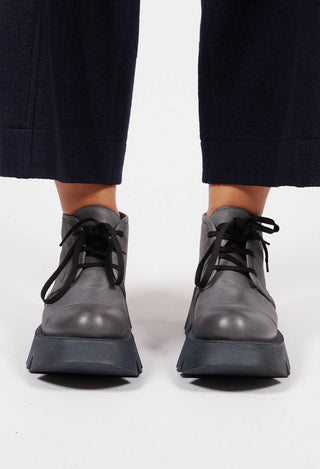 Lace Up Boots in Gasoline Inky Blu