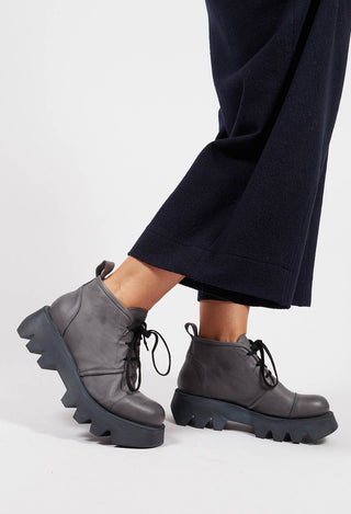 Lace Up Boots in Gasoline Inky Blu