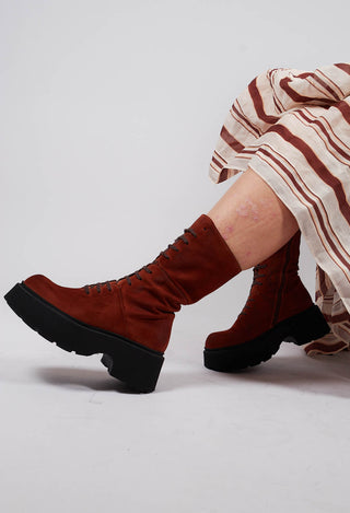 Lace Up Boots in London Red Brown