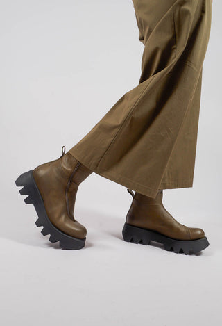 Boots with Curved Zip in Gasoline Carciofo