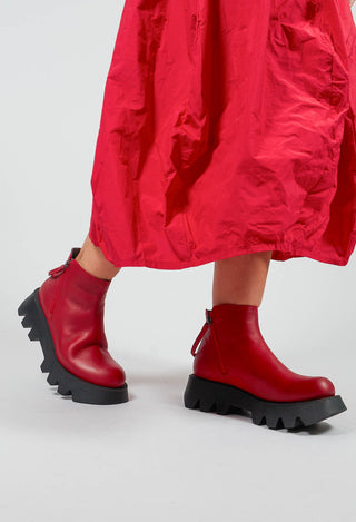 Double Zip Ankle Boot in Gasoline Rosso