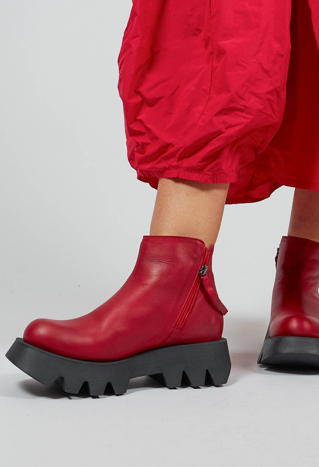 Double Zip Ankle Boot in Gasoline Rosso