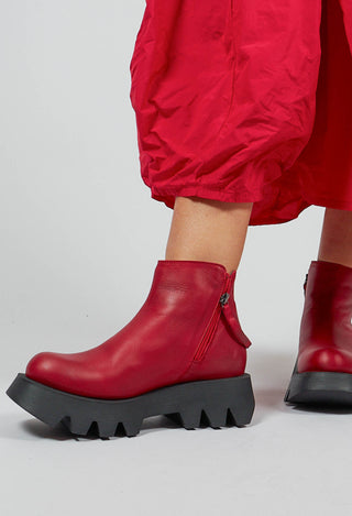 Double Zip Ankle Boot in Gasoline Rosso