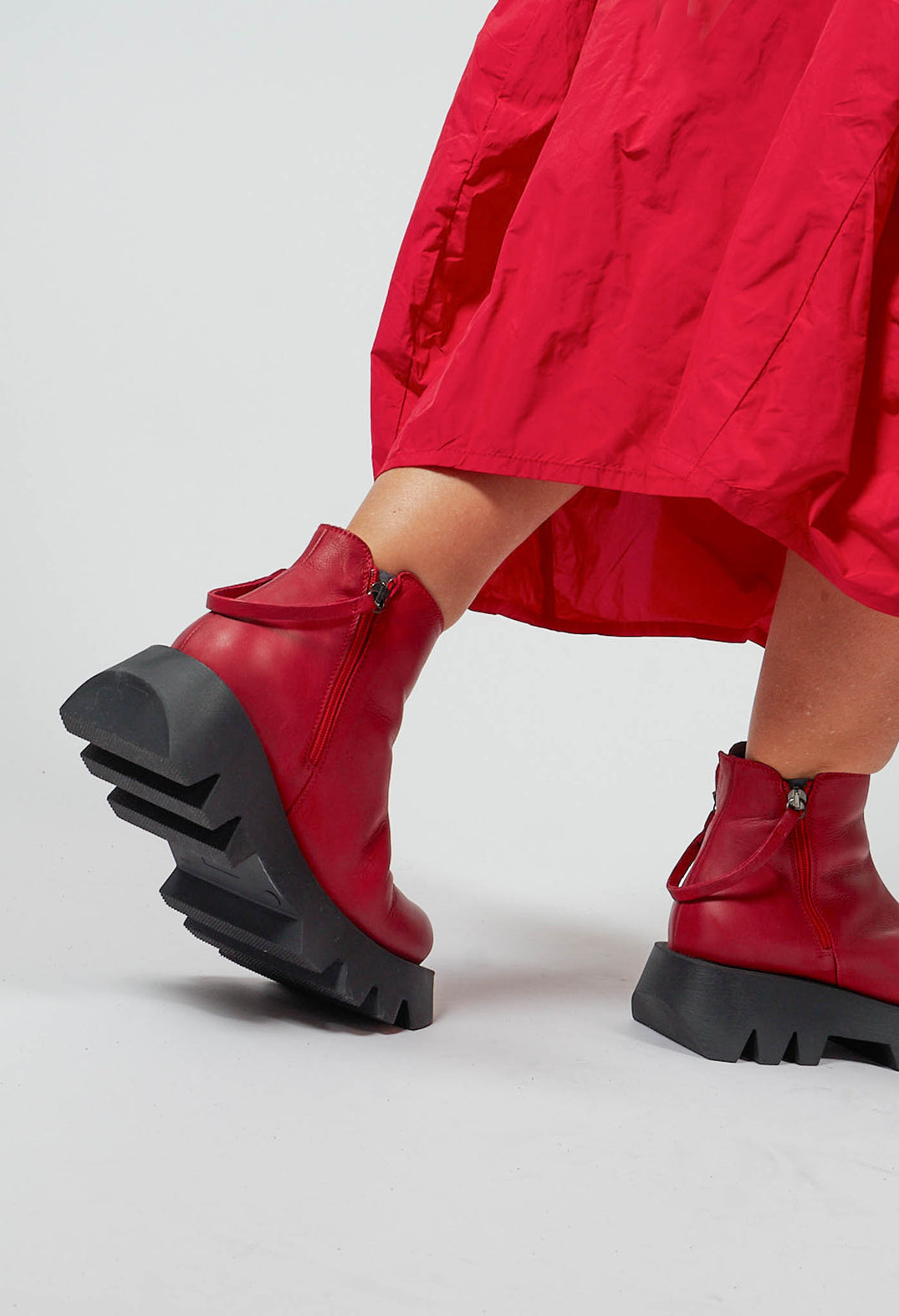 Double Zip Ankle Boot in Gasoline Rosso