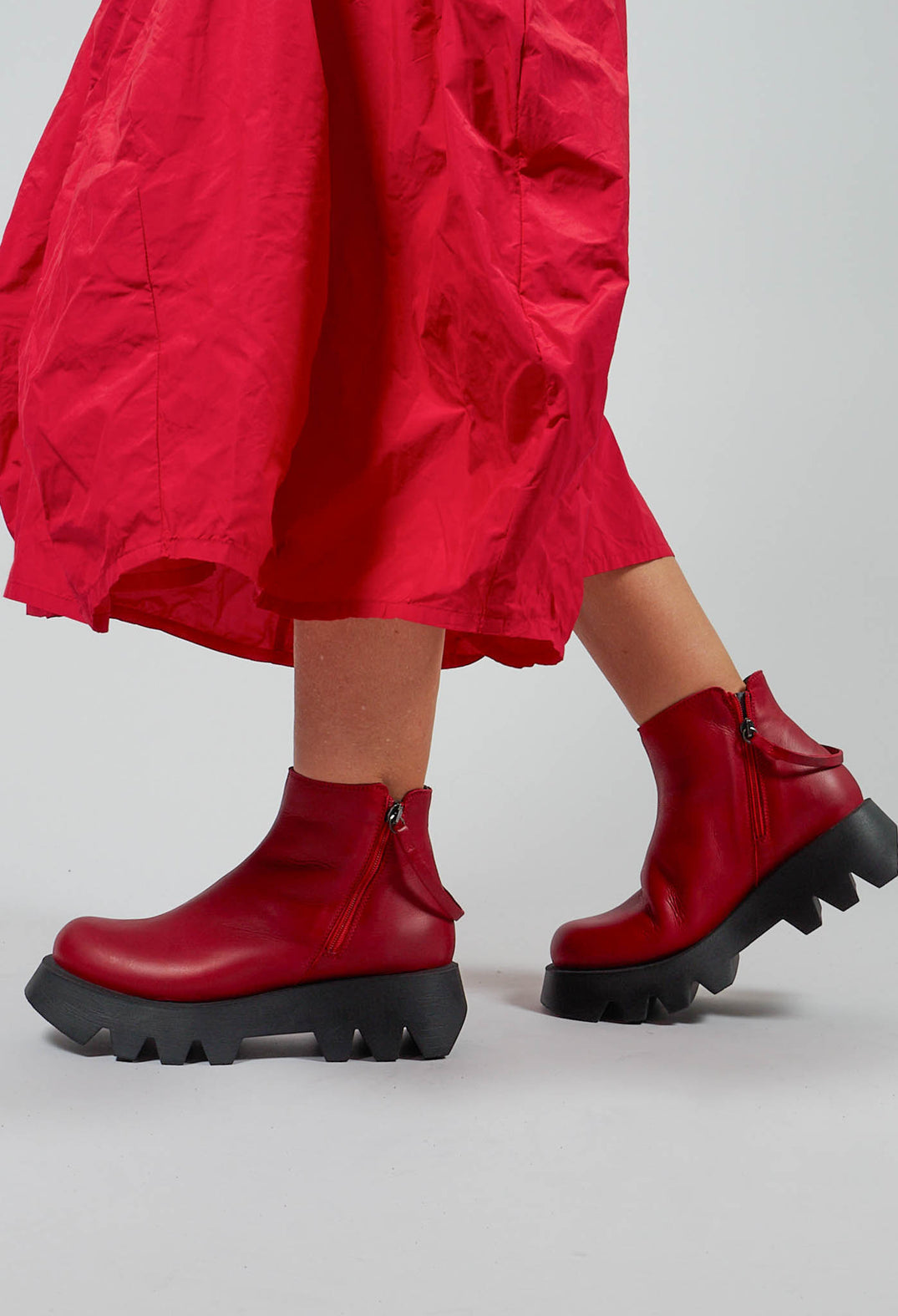 Double Zip Ankle Boot in Gasoline Rosso