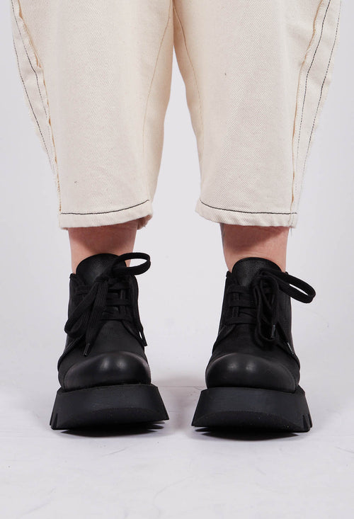 Ankle Lace Up Boots in Gasoline Nero