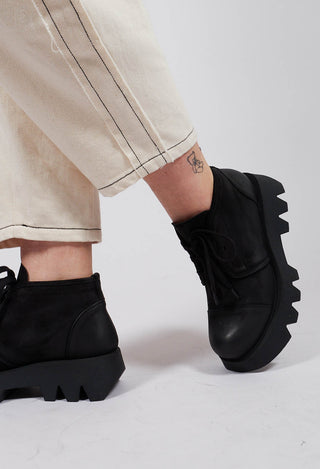Ankle Lace Up Boots in Gasoline Nero