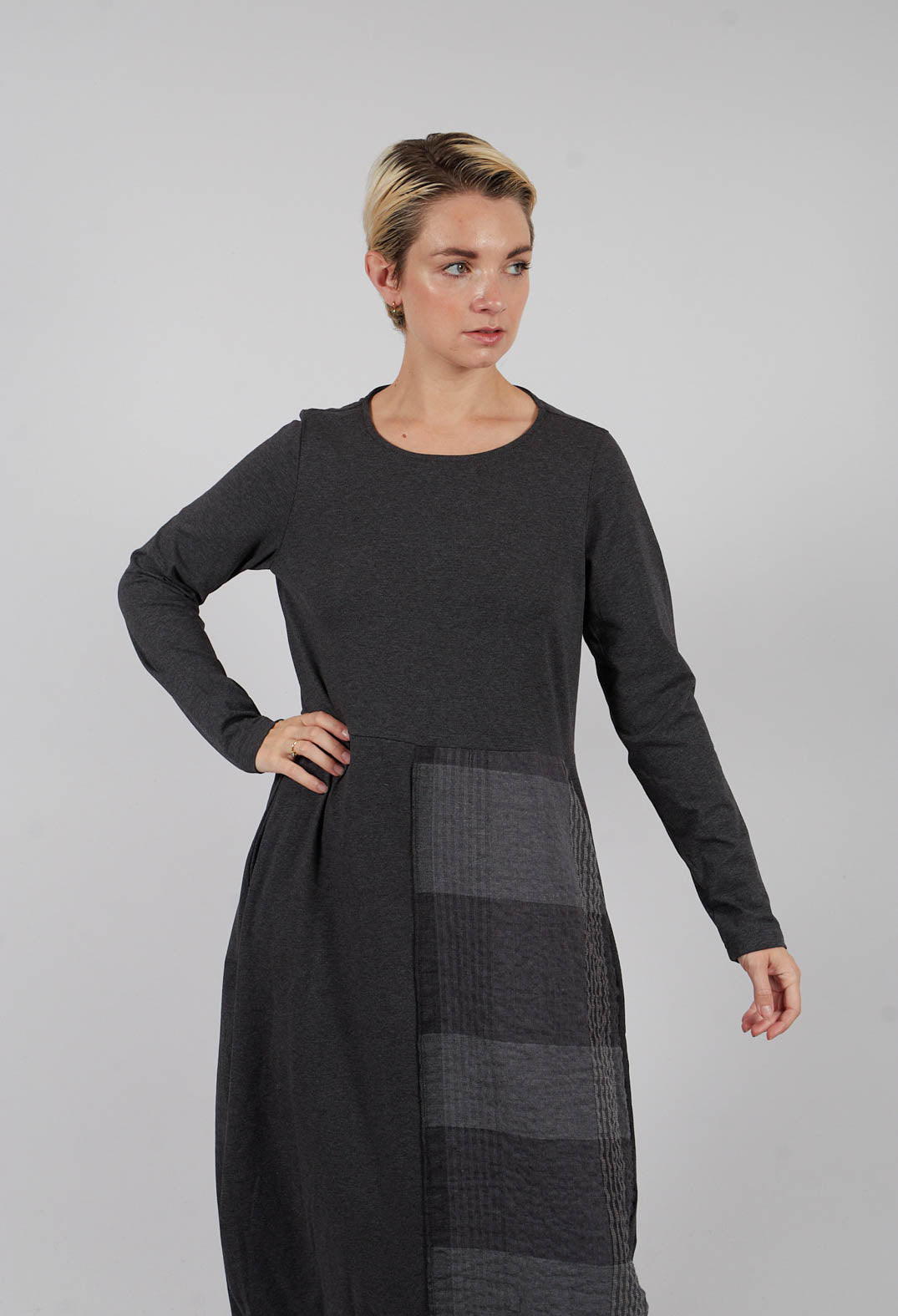 Mia S Tsant Check Dress  in Antracite