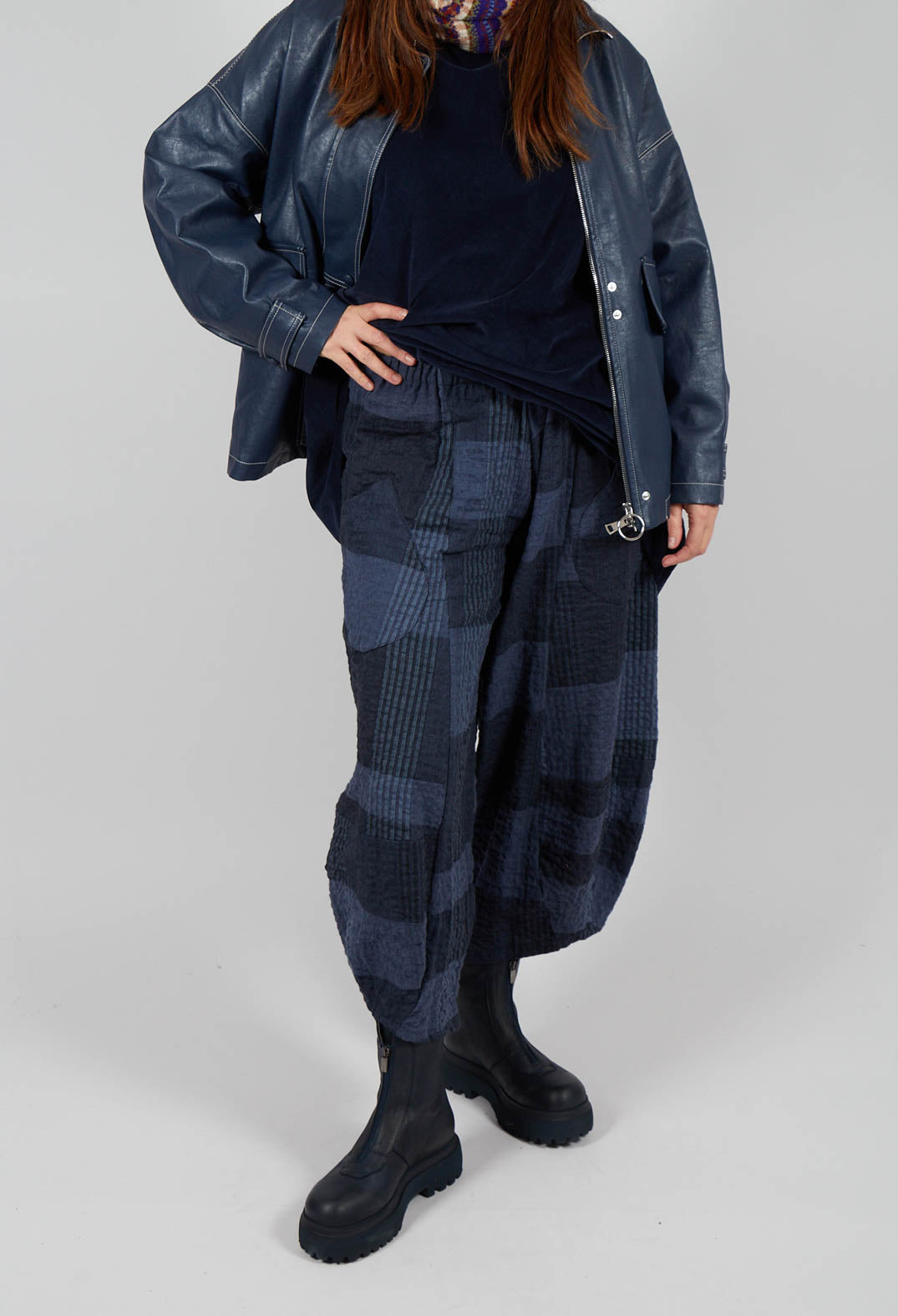 Pace S Tsant Check Trousers in Notte