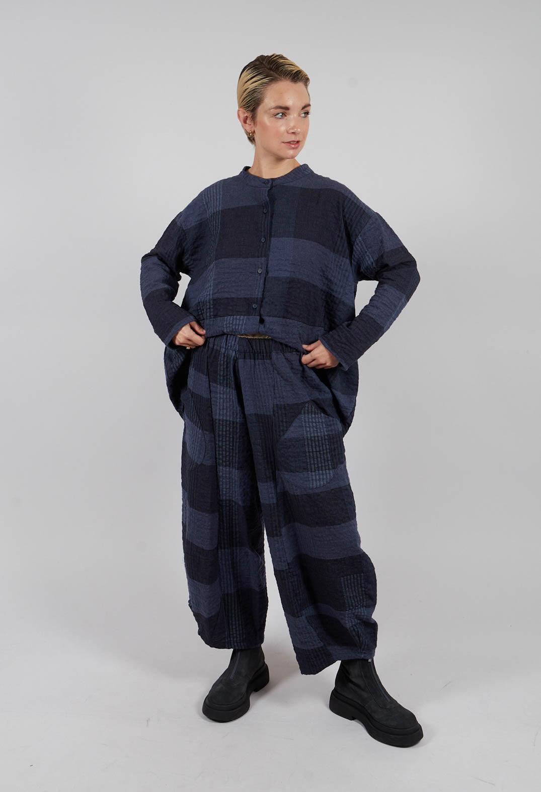 Pace S Tsant Check Trousers in Notte