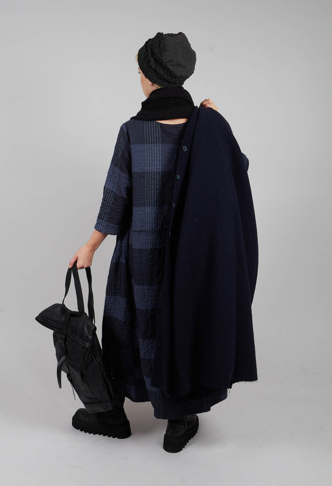 Reishi S Tsant Check Dress in Notte