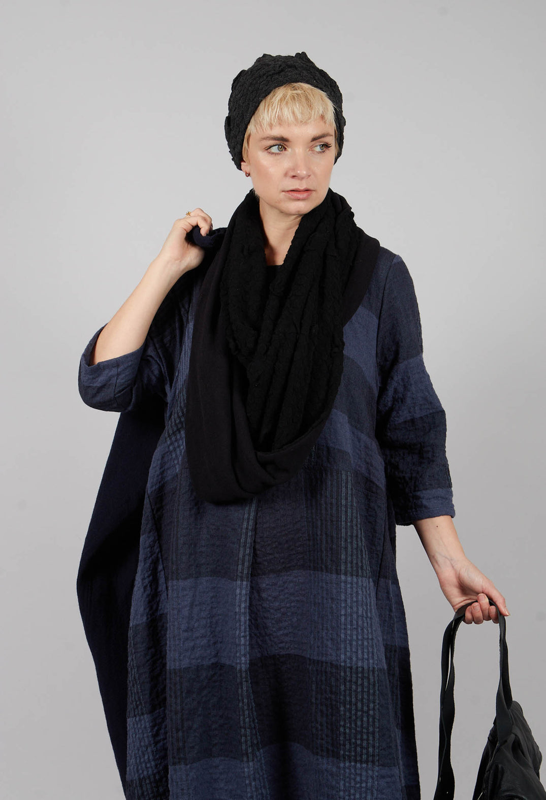 Reishi S Tsant Check Dress in Notte