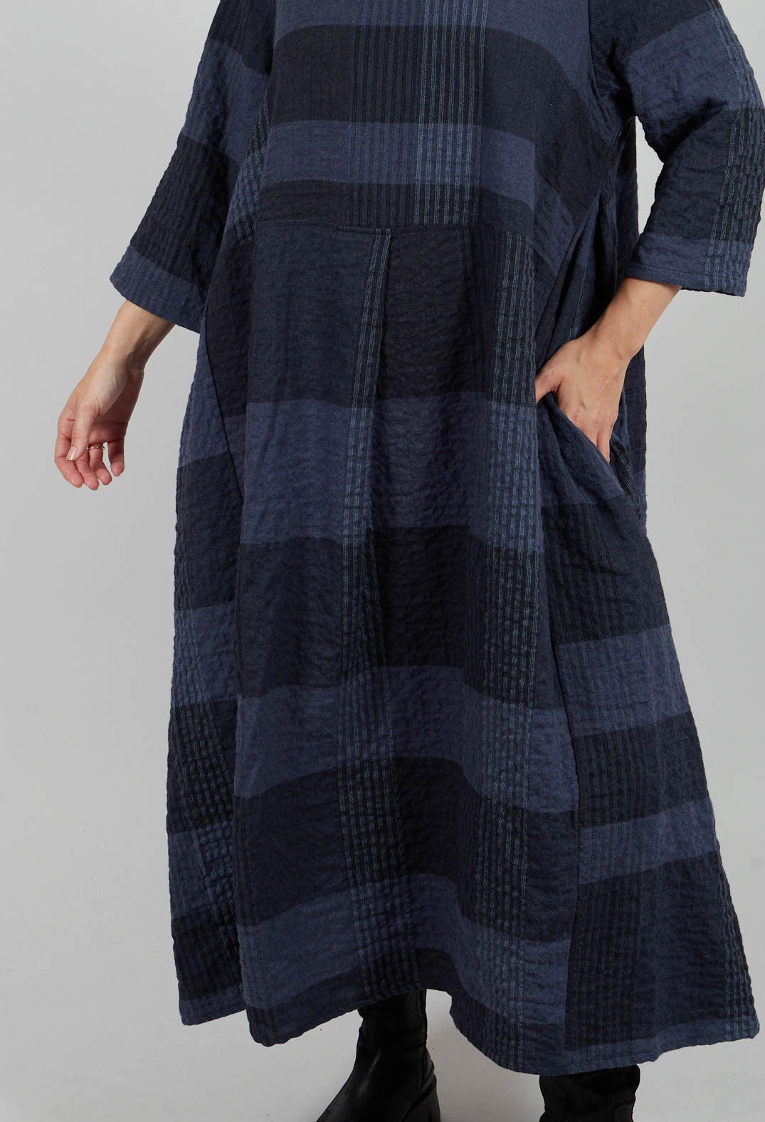 Reishi S Tsant Check Dress in Notte