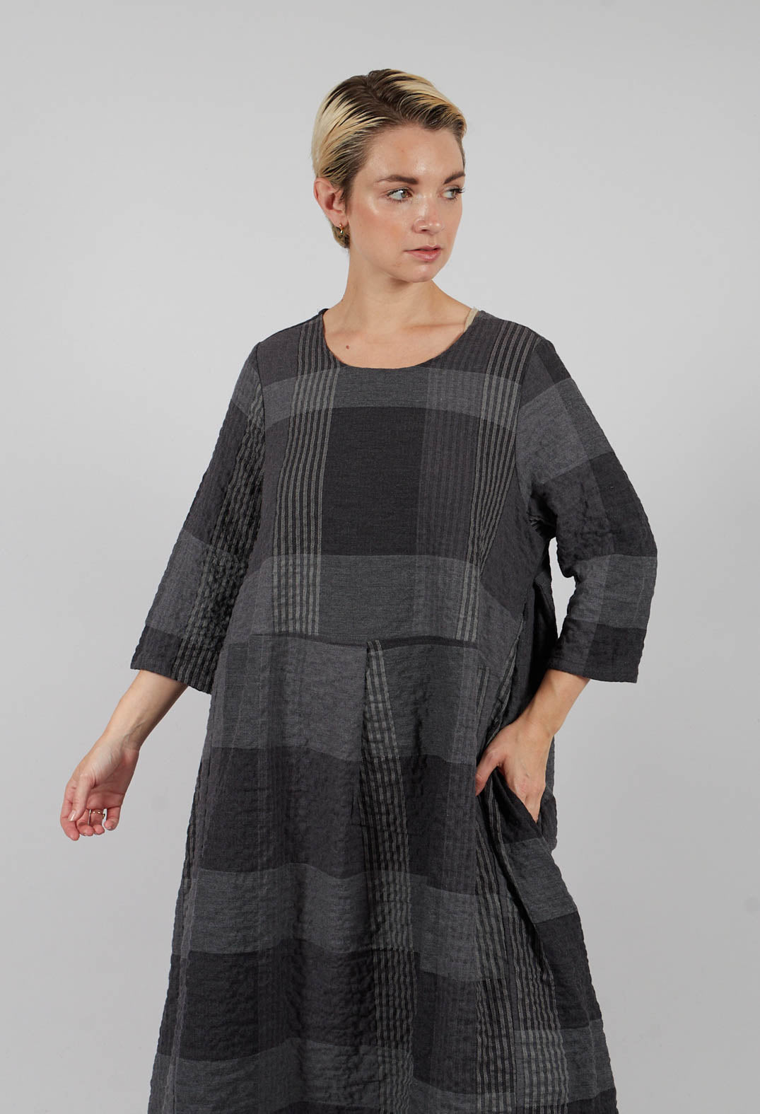 Reishi S Tsant Check Dress in Antracite