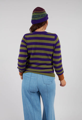 Stobo Fairisle V Cardigan in Mulberry