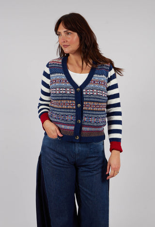 Stobo Fairisle V Cardigan in Navy-Reflection
