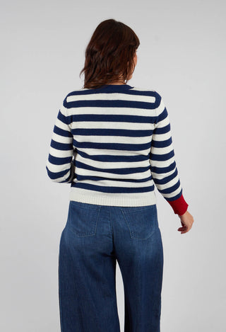 Stobo Fairisle V Cardigan in Navy-Reflection