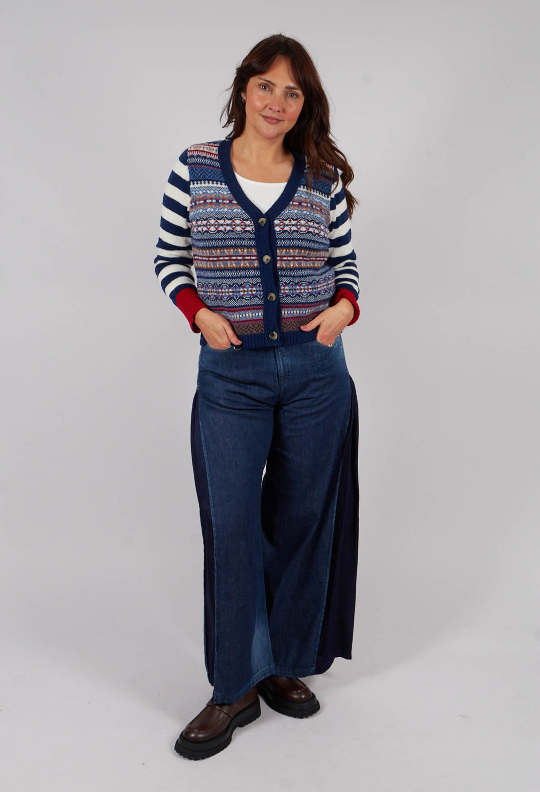 Stobo Fairisle V Cardigan in Navy-Reflection