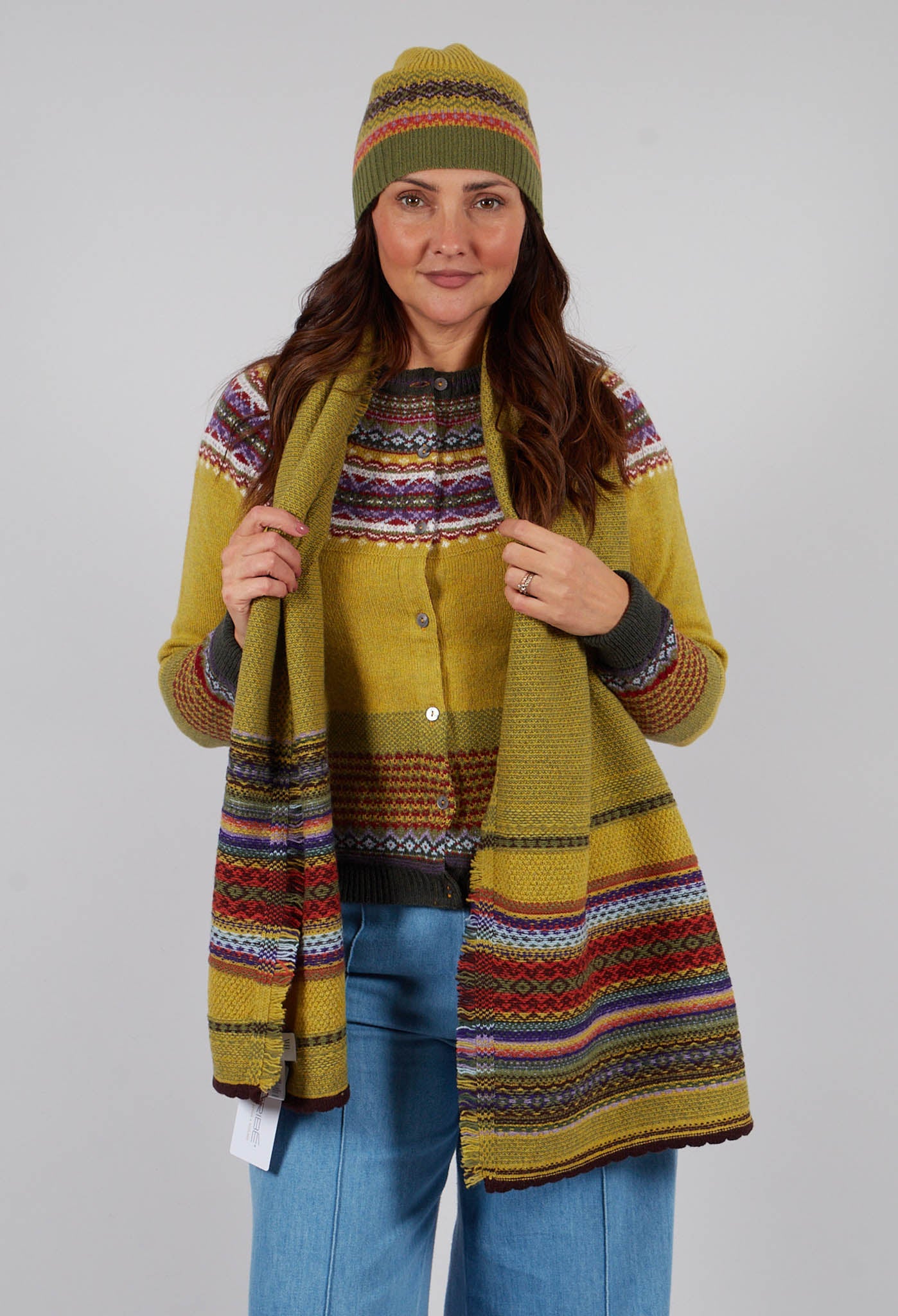 【eaphi】SCARF MOTIF KNIT CARDIGAN Eribe Alpine Scarf in Findhorn | Olivia May