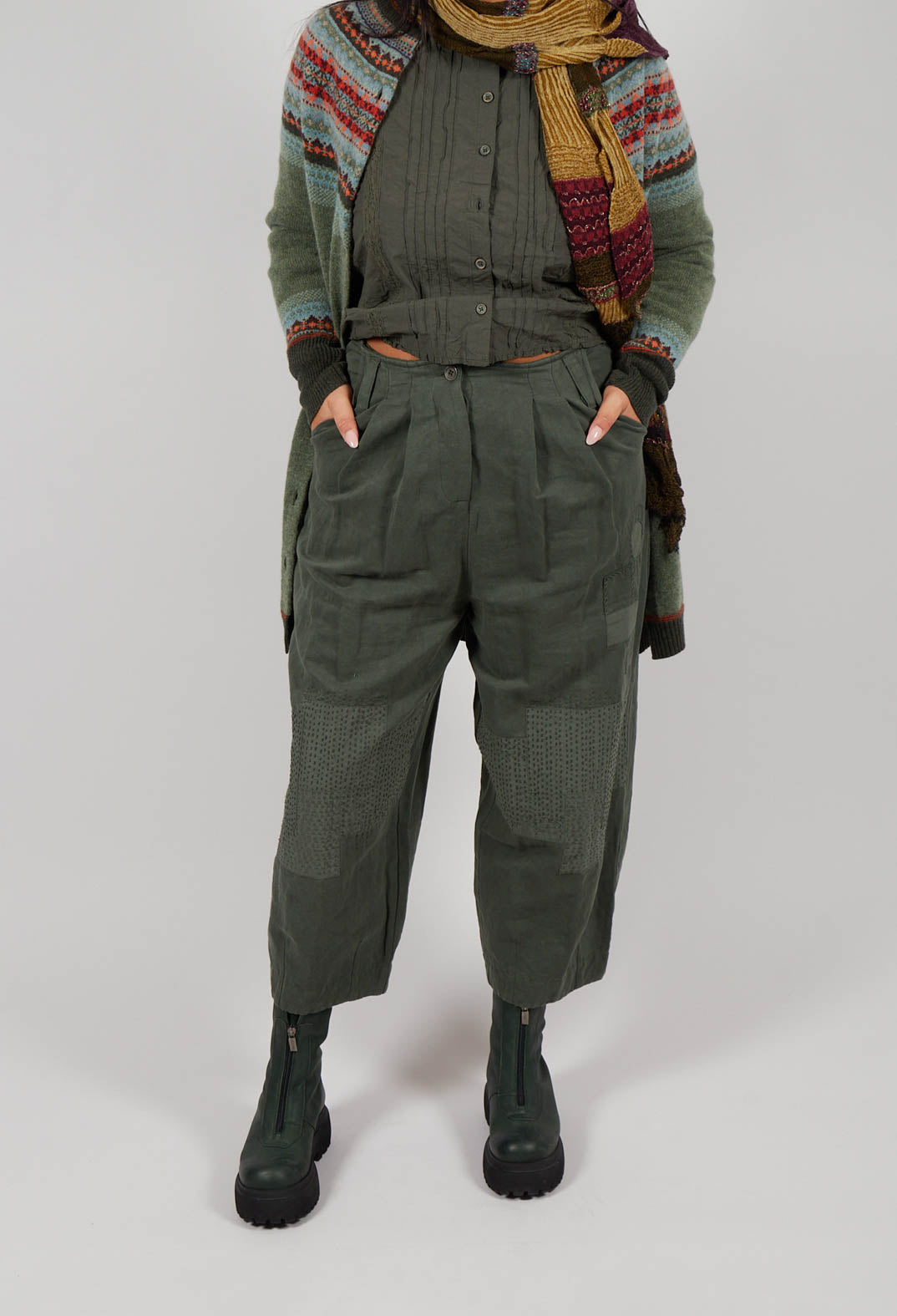 Botvi Twill Trousers in Forest Green