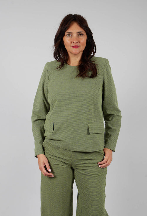 Anka Check Blouse in Small Green and Navy