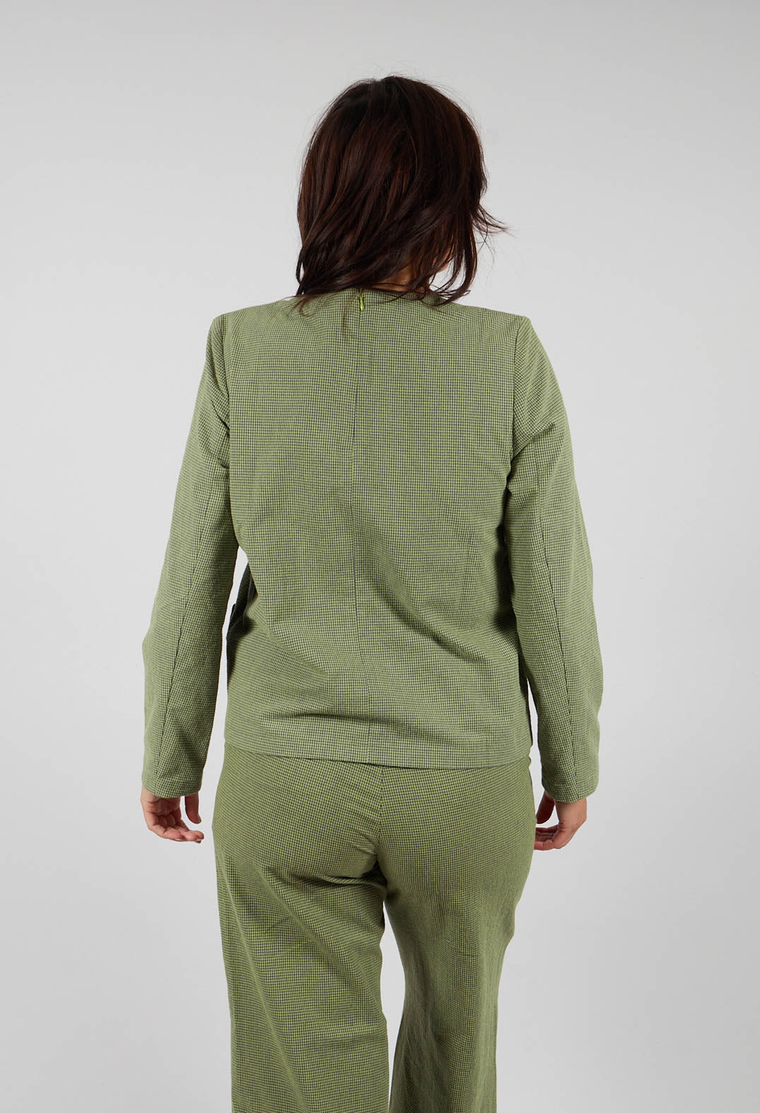 Anka Check Blouse in Small Green and Navy
