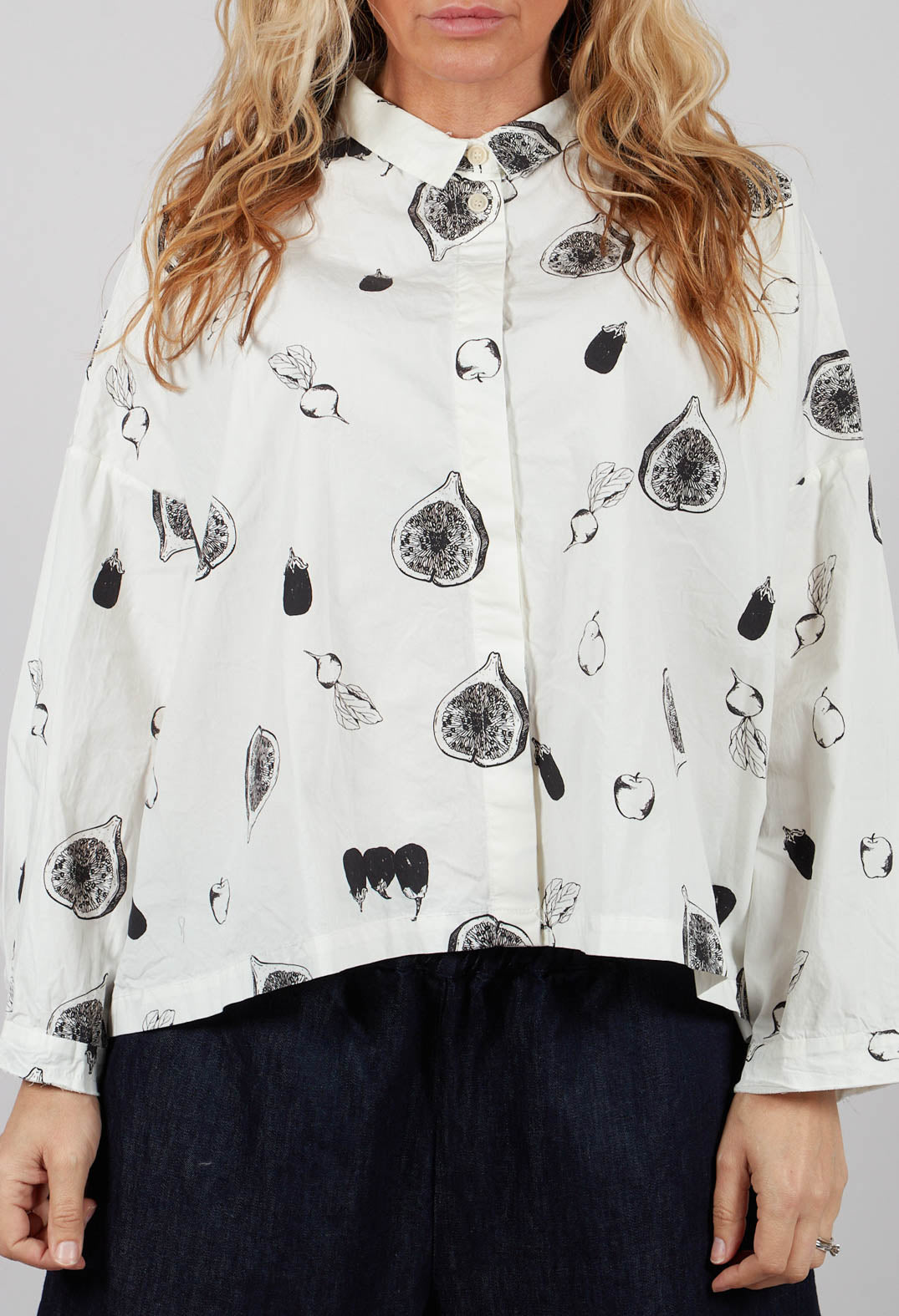 Cropped Shirt in Farmer's Market Print