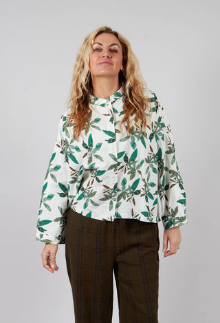Cropped Shirt in Willow Leaf Print