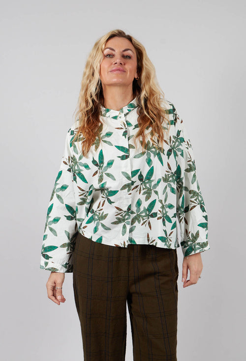 Cropped Shirt in Willow Leaf Print