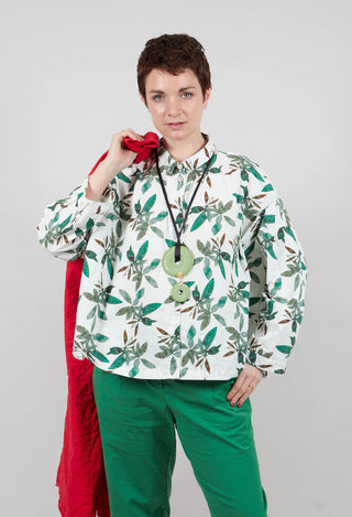 Cropped Shirt in Willow Leaf Print
