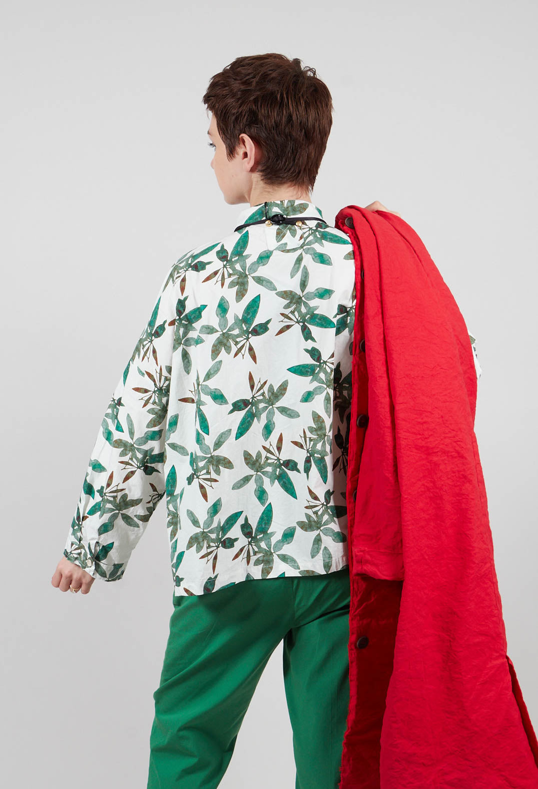 Cropped Shirt in Willow Leaf Print