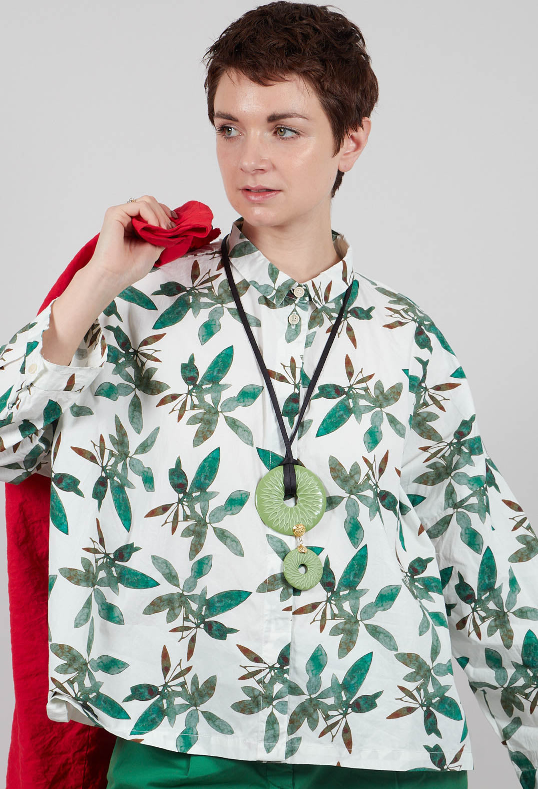 Cropped Shirt in Willow Leaf Print