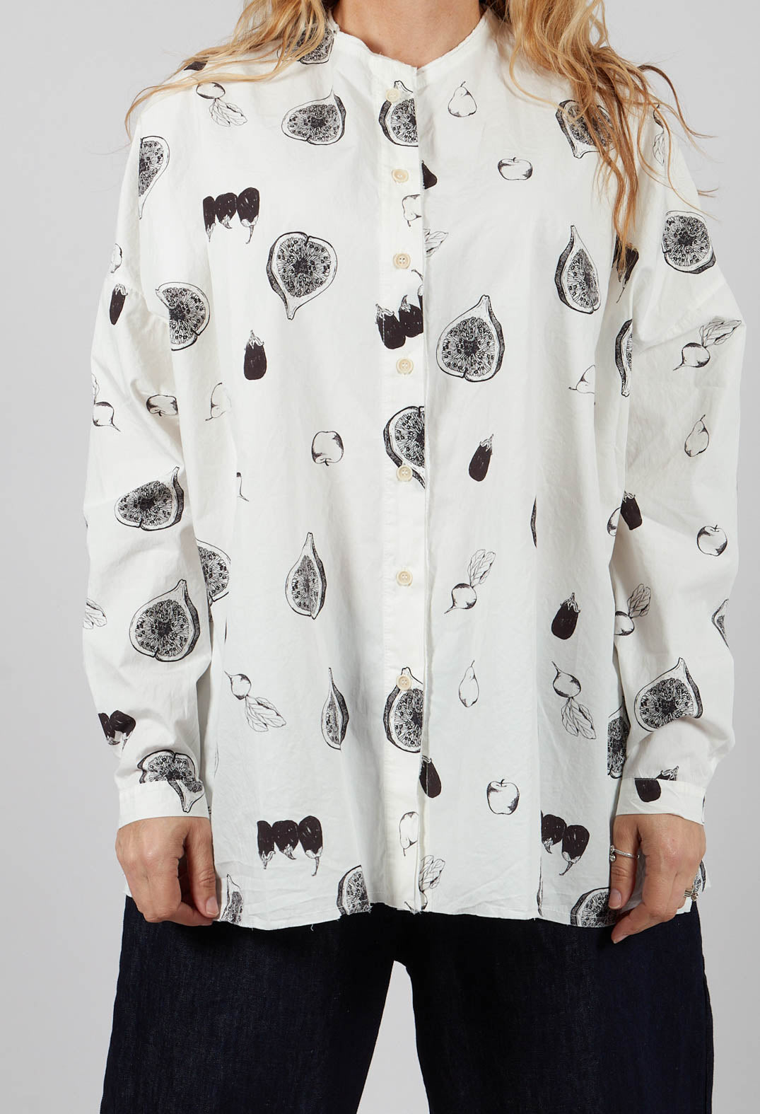 Collarless Shirt in Farmer's Market Print